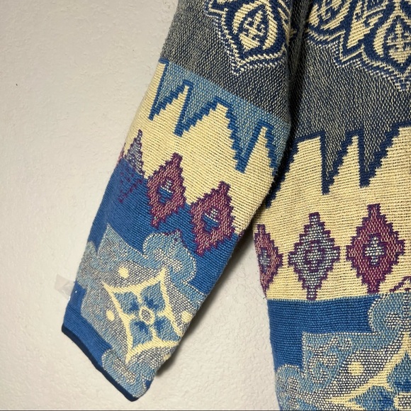 Vintage Oakridge Sz M Tapestry Coat Jacket Boho Festival Wood Button Pockets EUC - Picture 2 of 10